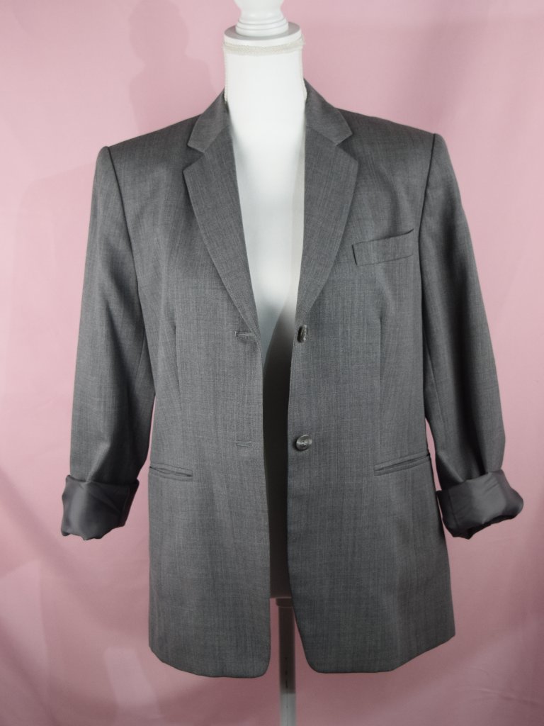 Talbots Solid Gray 100% Wool 2-Button Lined Blazer Suit Jacket | Size 10